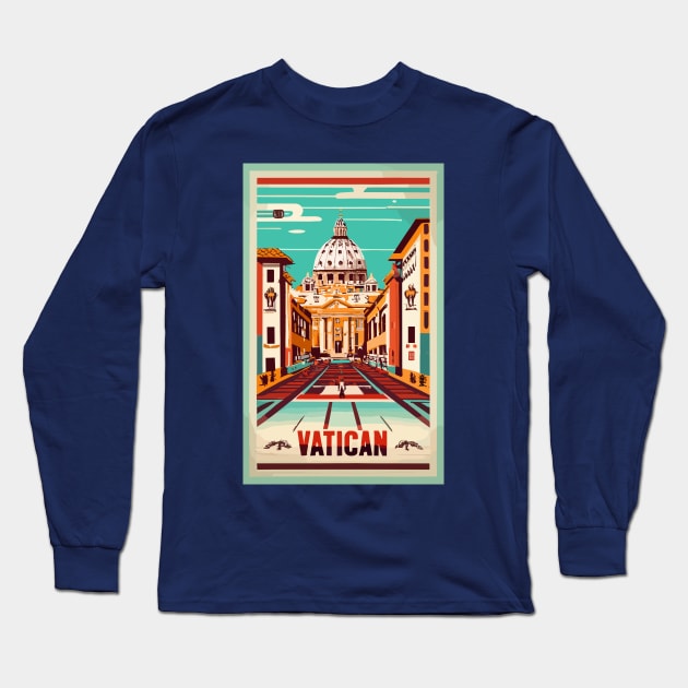 A Vintage Travel Art of the Vatican - Vatican City Long Sleeve T-Shirt by goodoldvintage